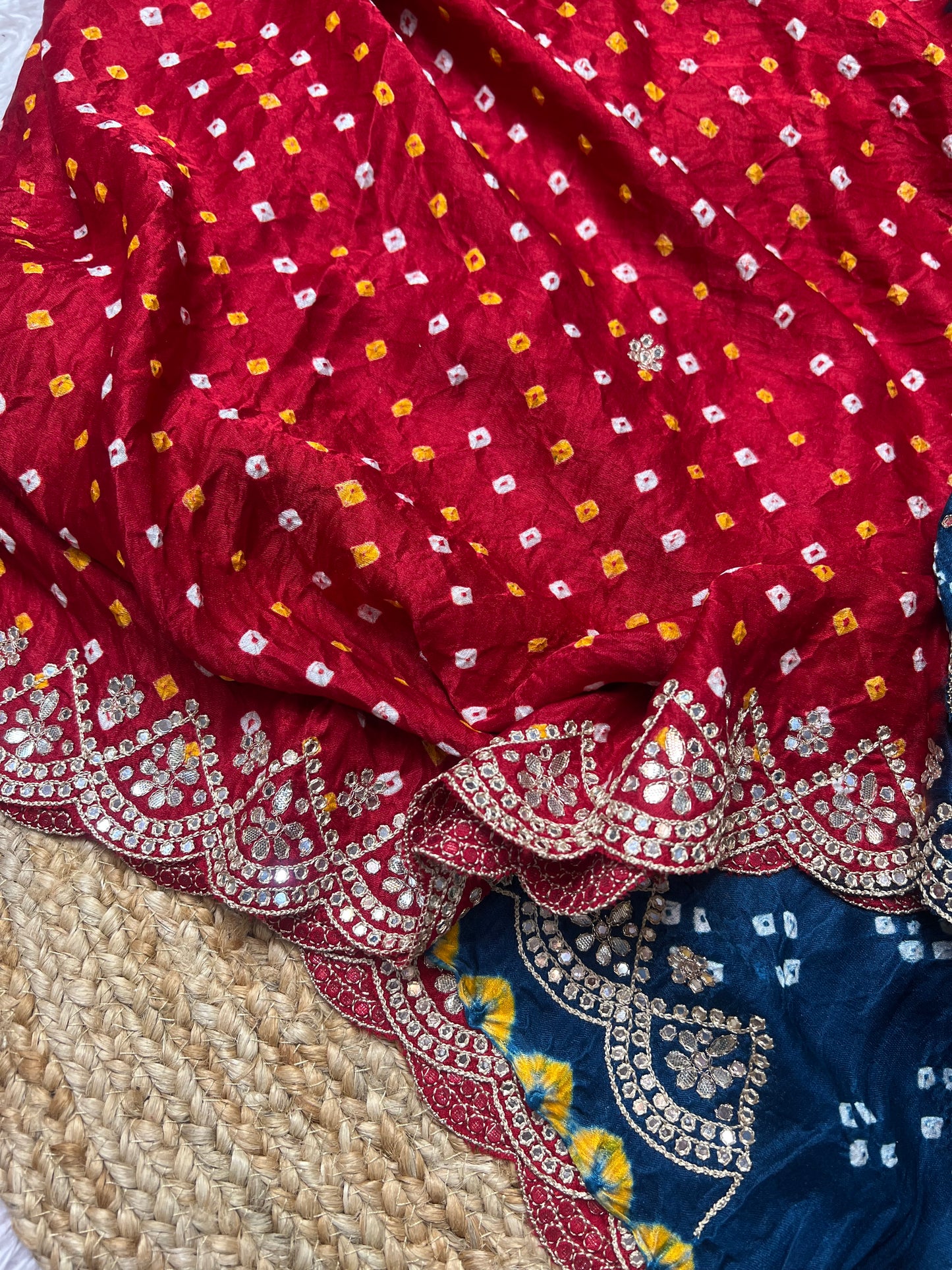 Pure Gaji Silk Red & Blue