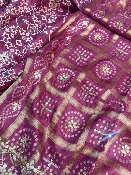 Lavender Color Patola x Ghatchola Saree