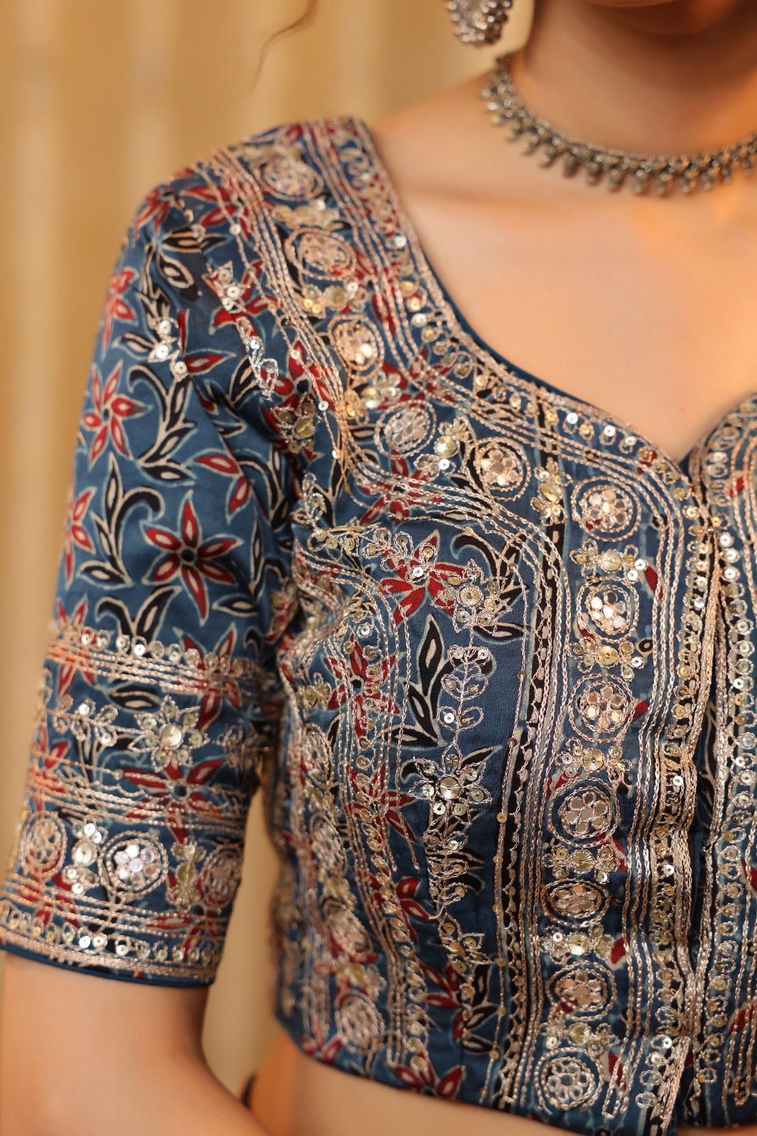 Ajarakh Heavy Blouse Saree