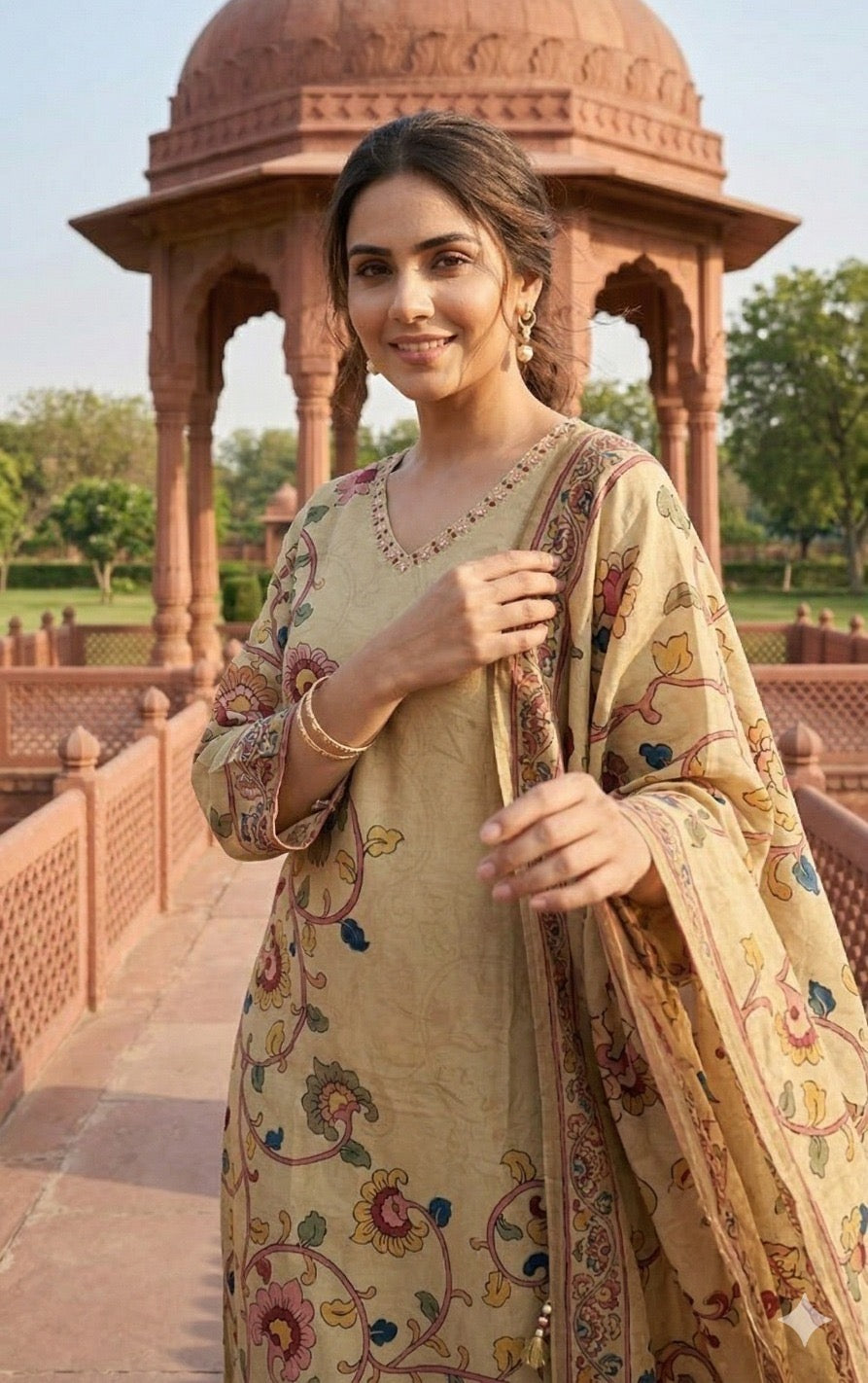 Kalamkaari Crepe Suit
