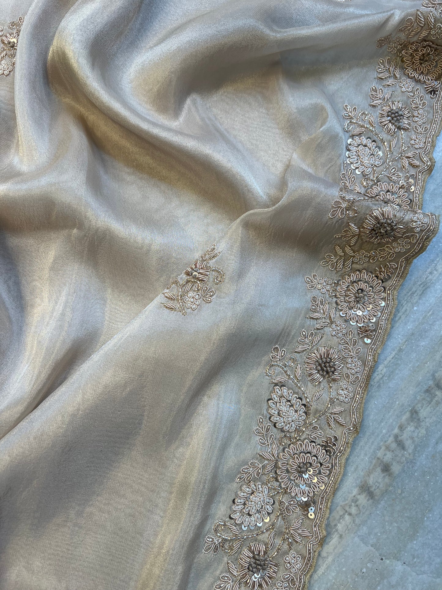 Pure Georgette Tissue Silk Saree