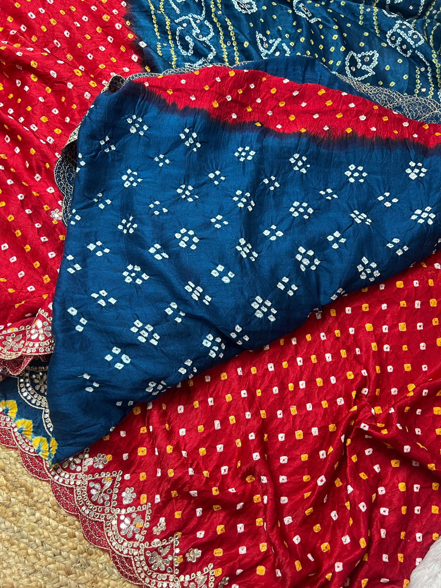 Pure Gaji Silk Red & Blue