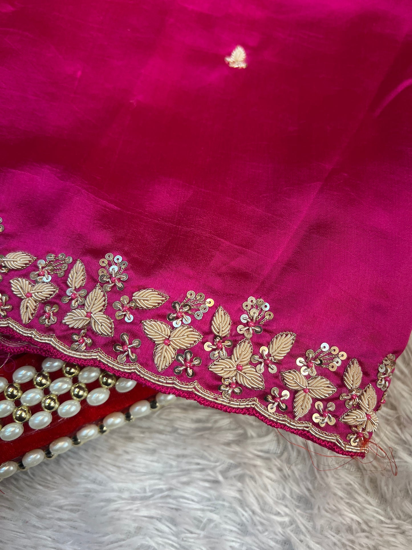 Rani Pink Zardosi Saree