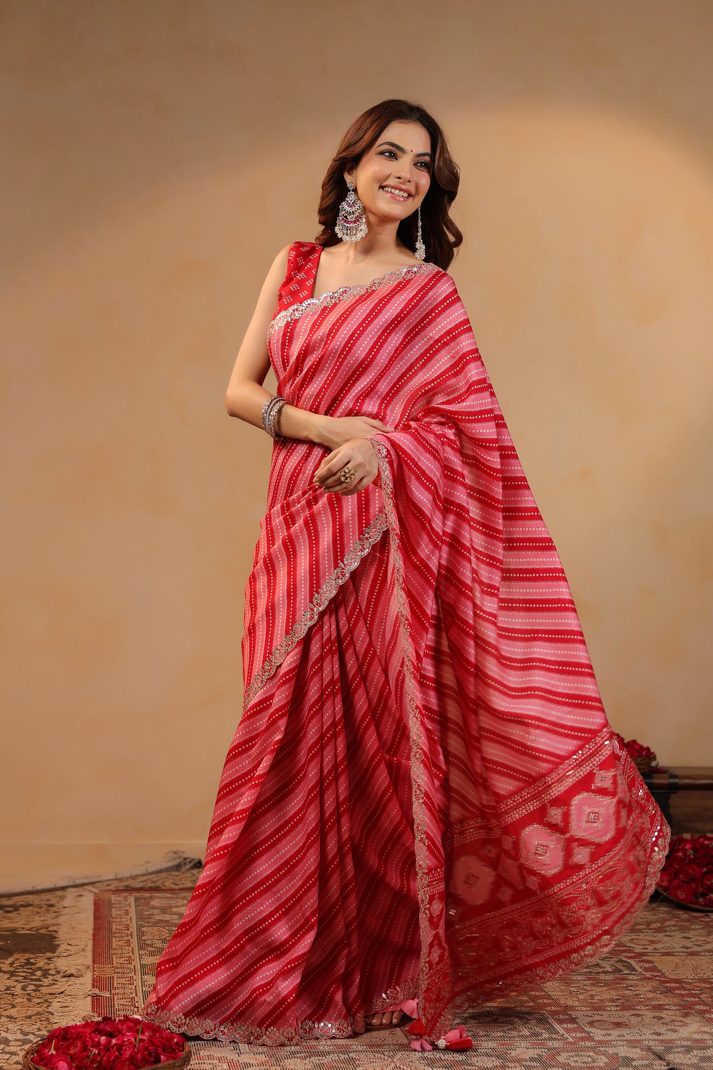 Bandhani Lehriya Saree
