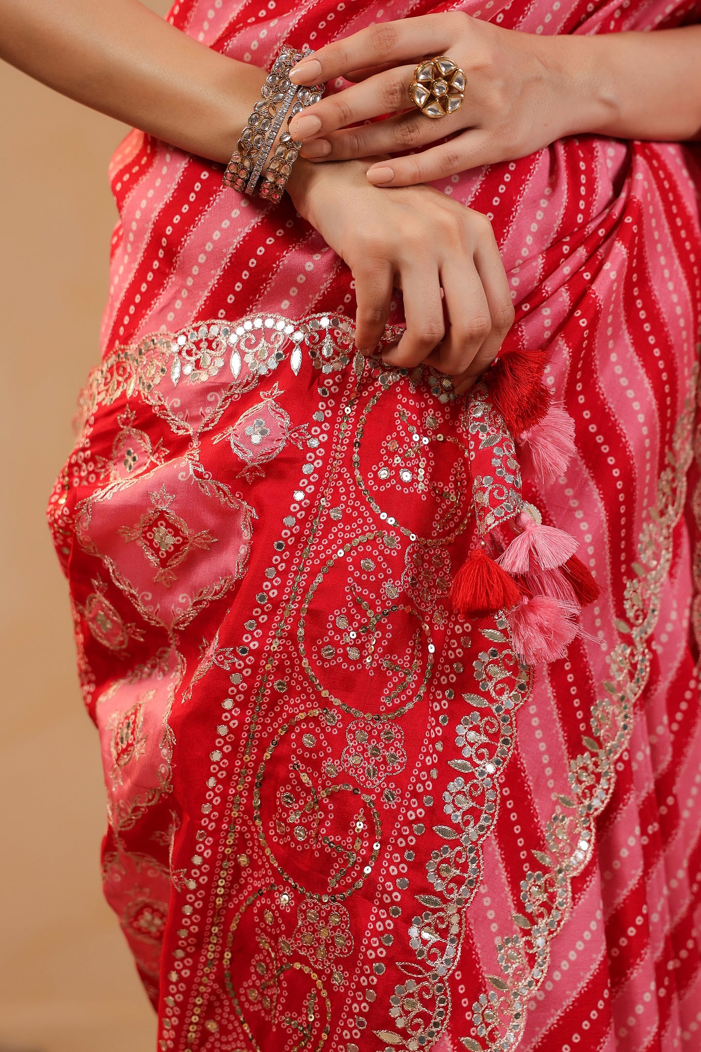 Bandhani Lehriya Saree