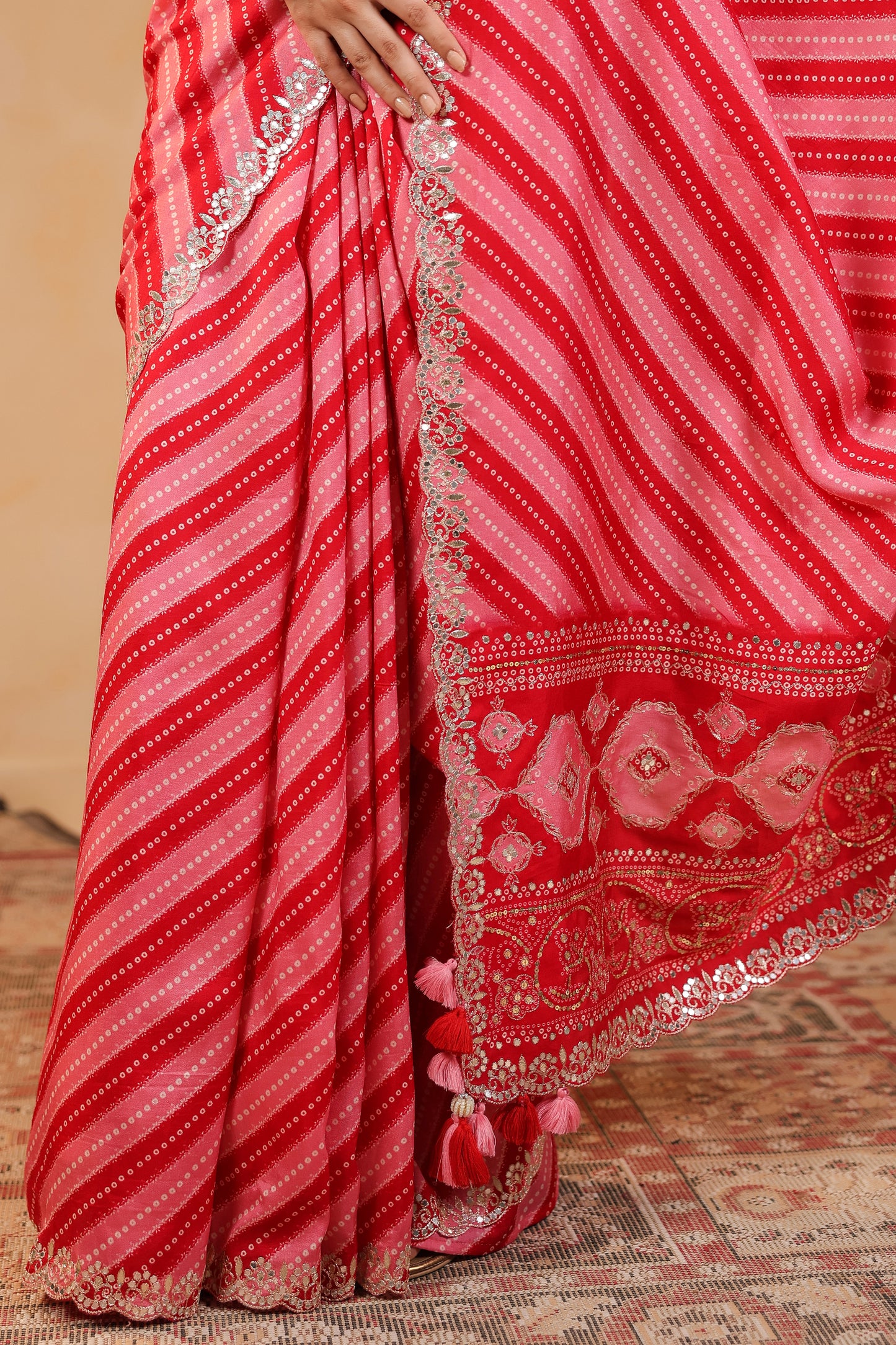 Bandhani Lehriya Saree