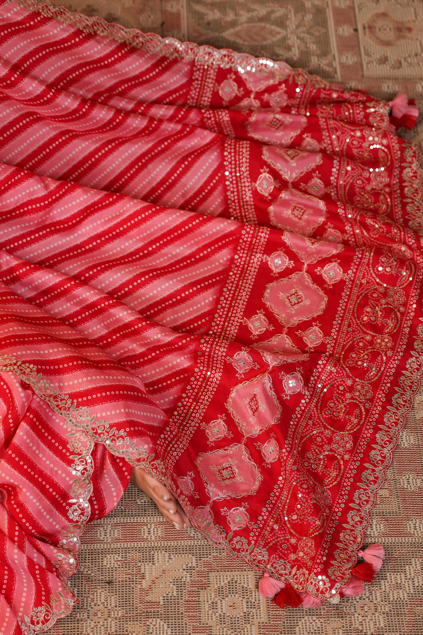 Bandhani Lehriya Saree
