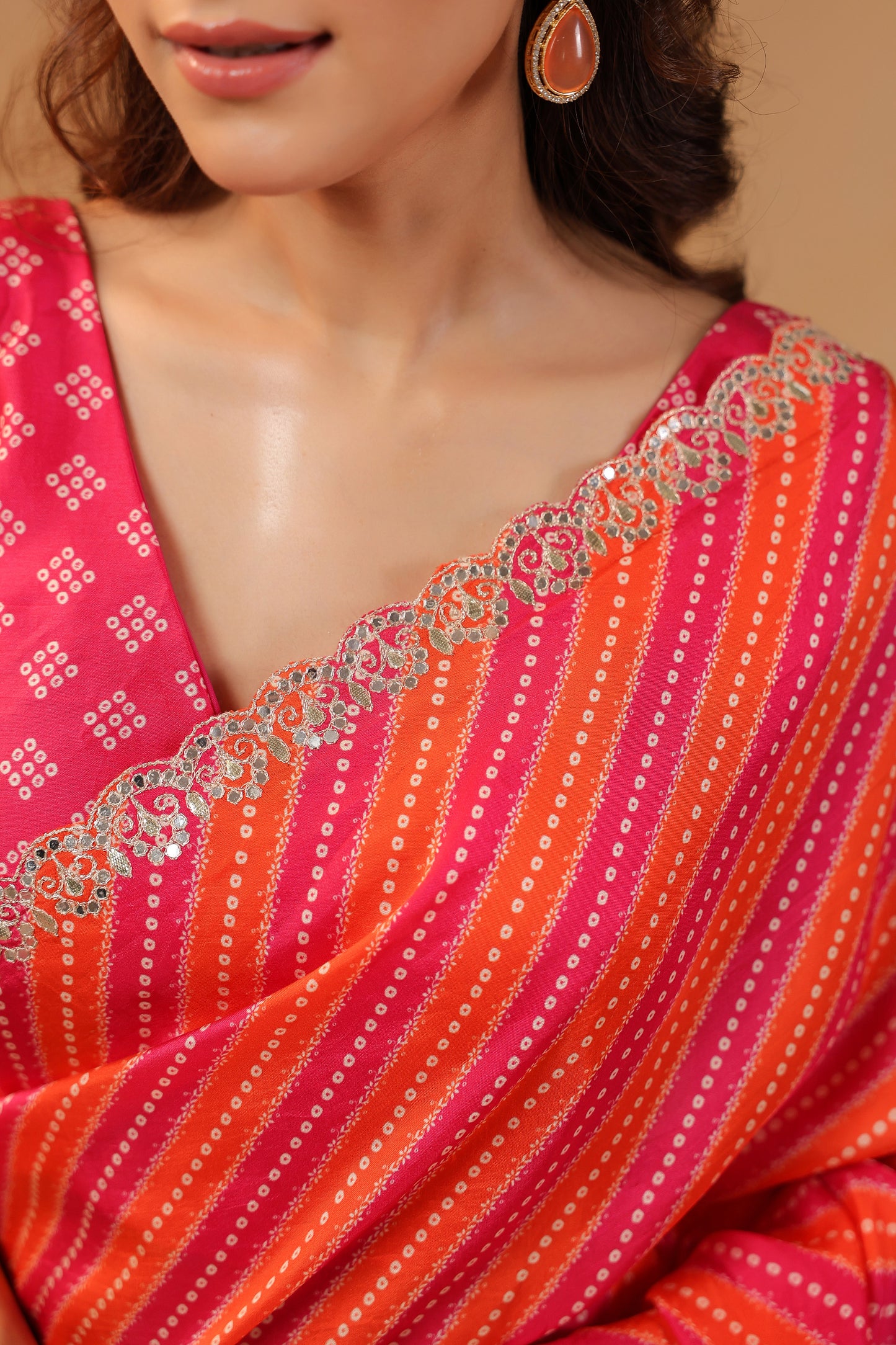 Bandhani Lehriya Saree
