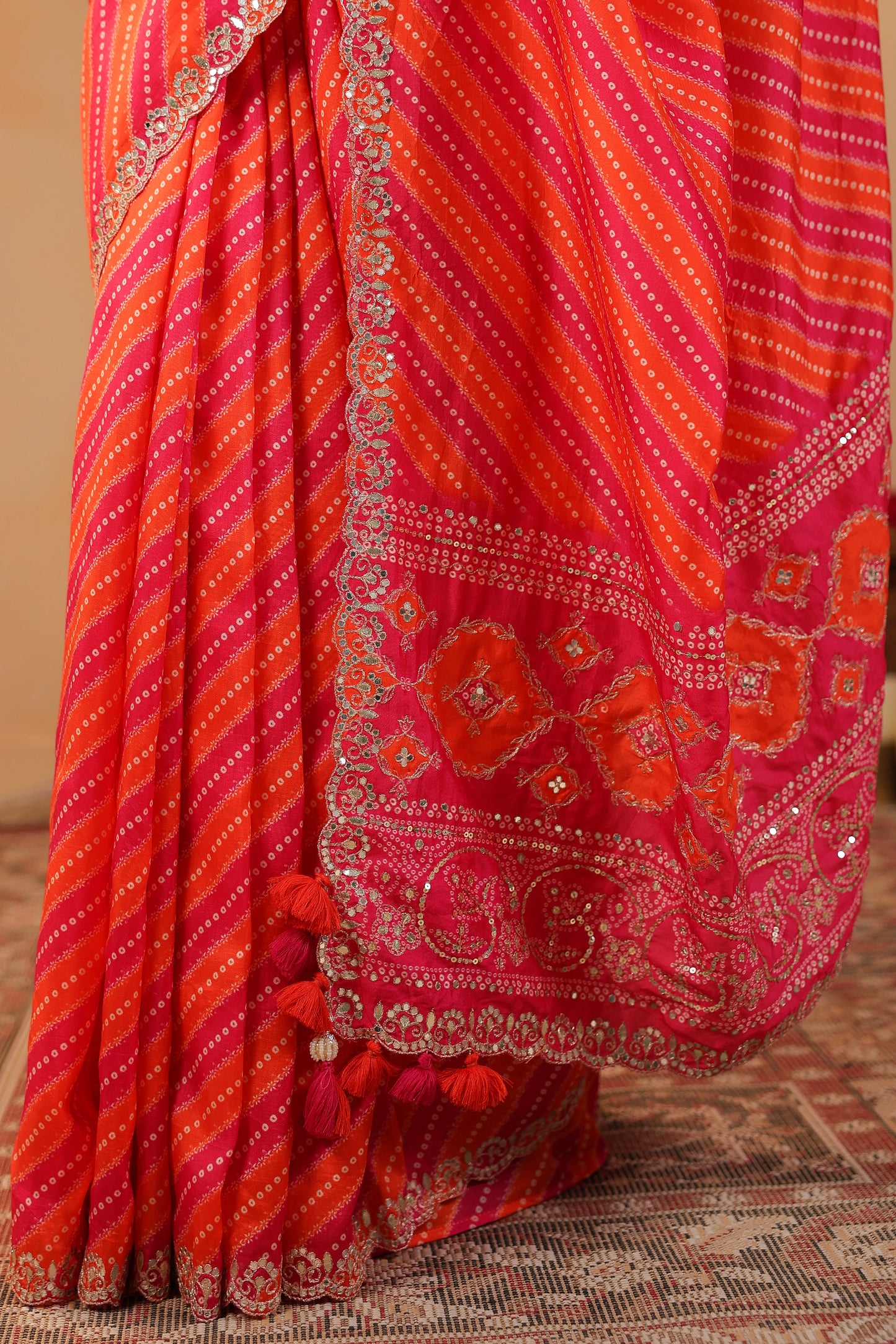Bandhani Lehriya Saree