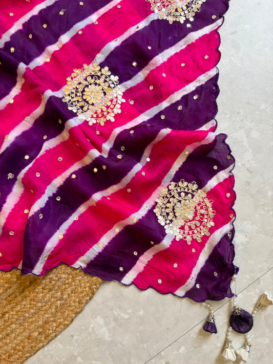 Lehriya Saree With Heavy Blouse