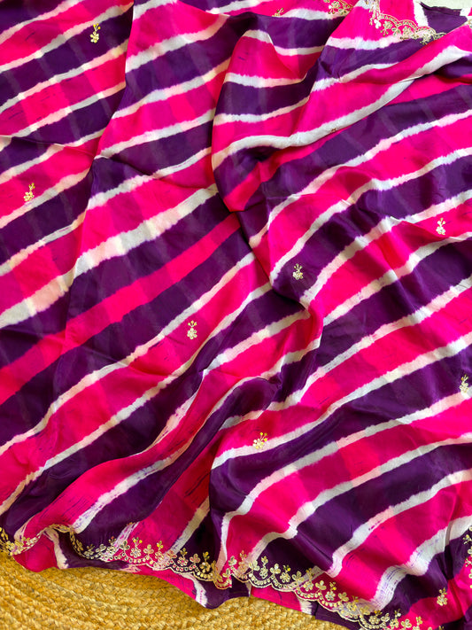 Lehriya Saree With Heavy Blouse