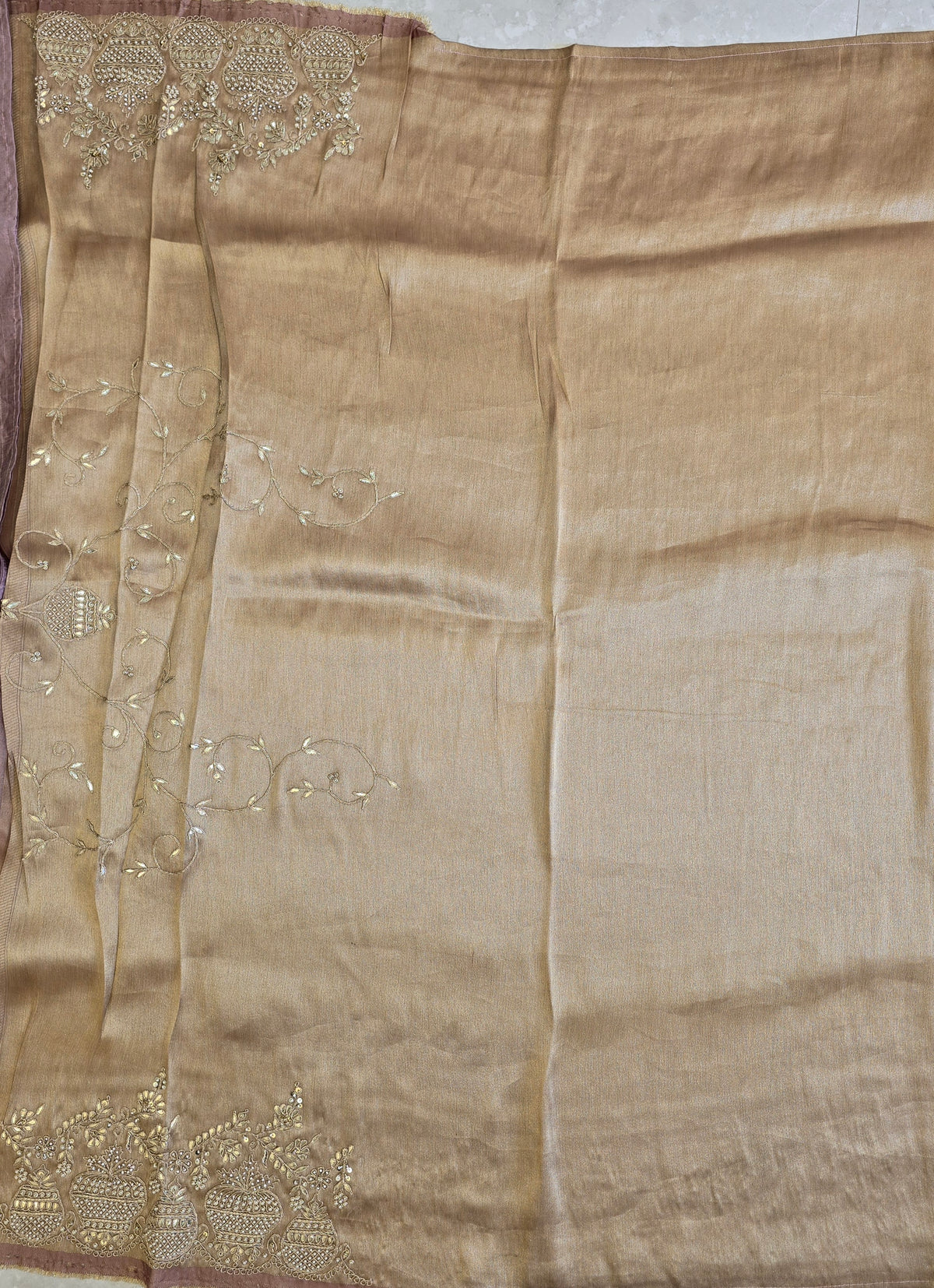 Tissue Handwork Saree For Reception
