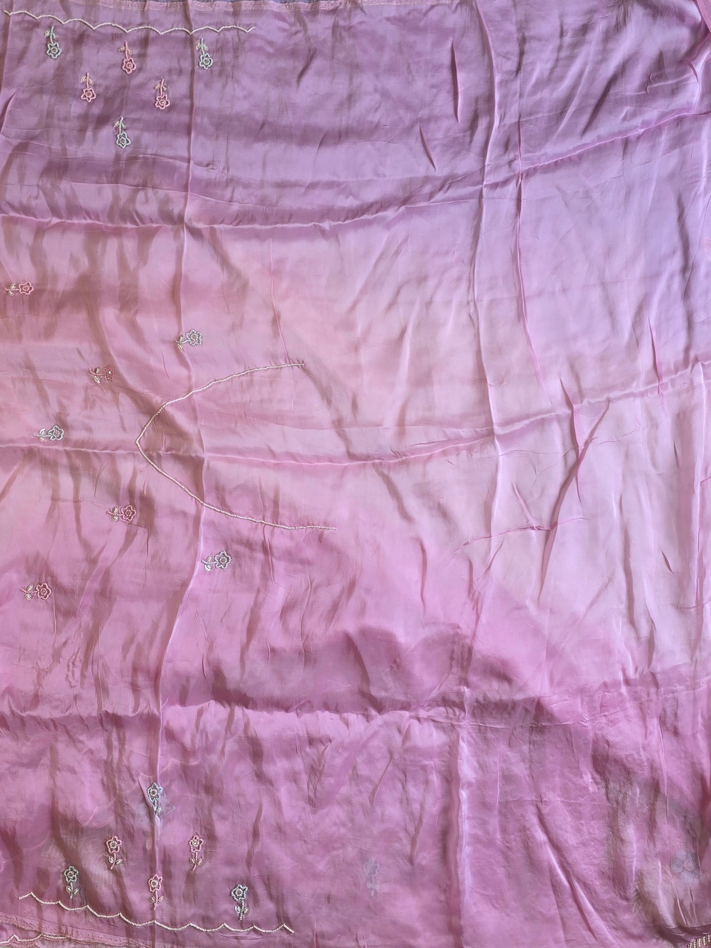 Multicolor Pearl Work Saree