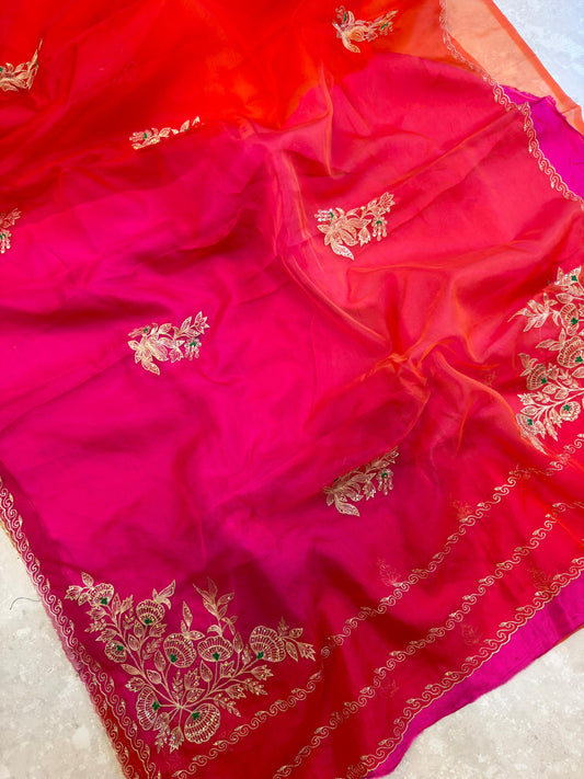 Multi Color Aari Work Saree