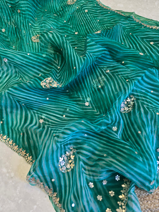 Pure Kora Silk Lehriya Saree
