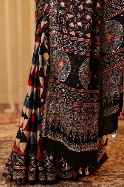 Ajarakh Heavy Blouse Saree