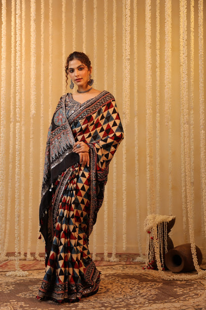 Ajarakh Heavy Blouse Saree