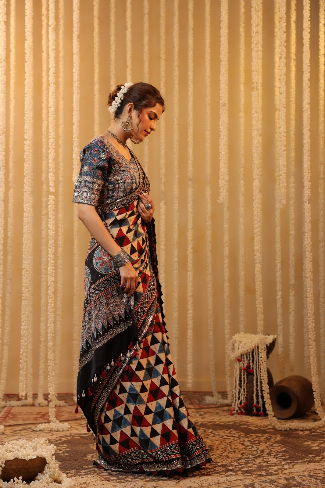 Ajarakh Heavy Blouse Saree