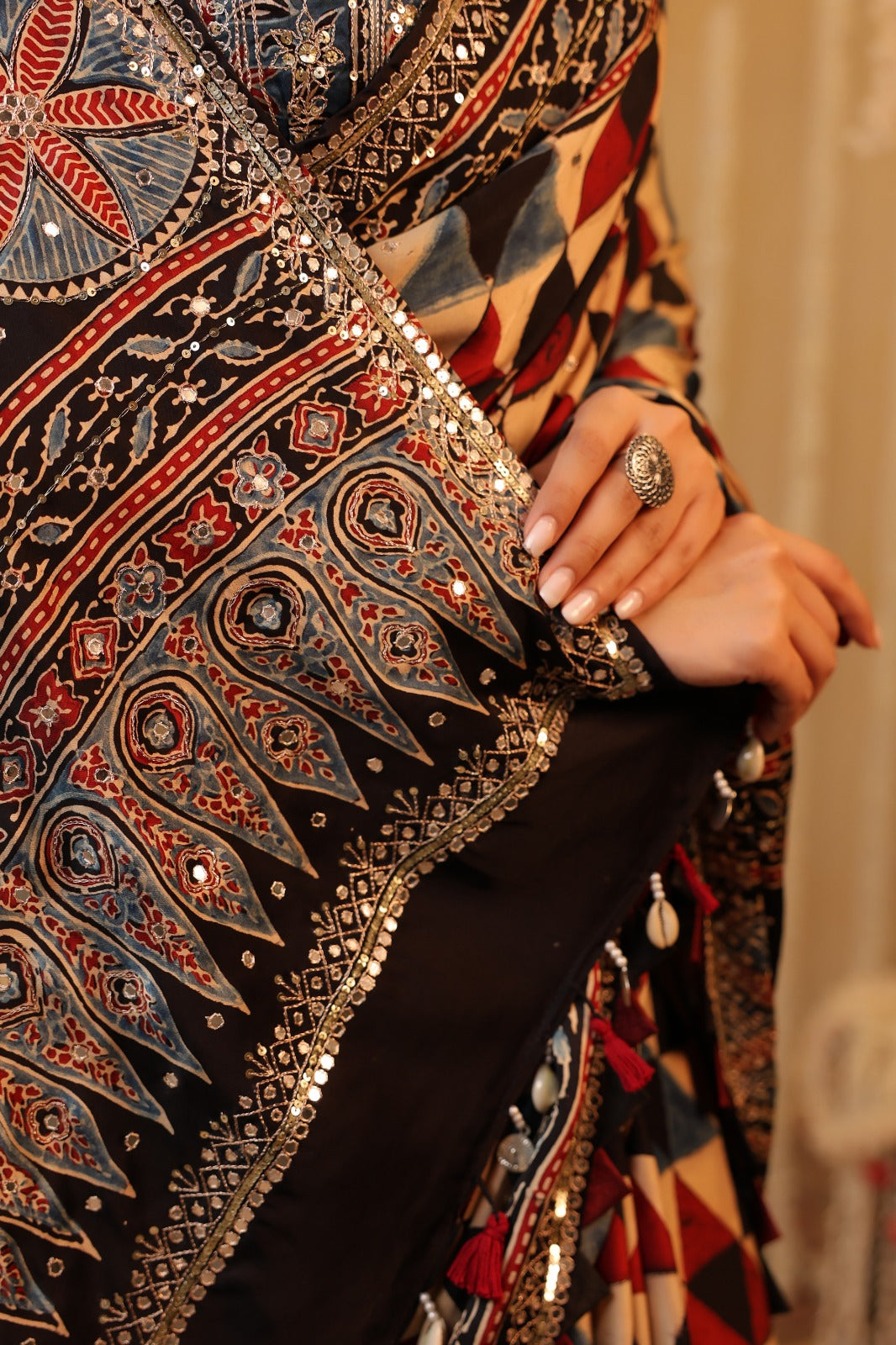 Ajarakh Heavy Blouse Saree