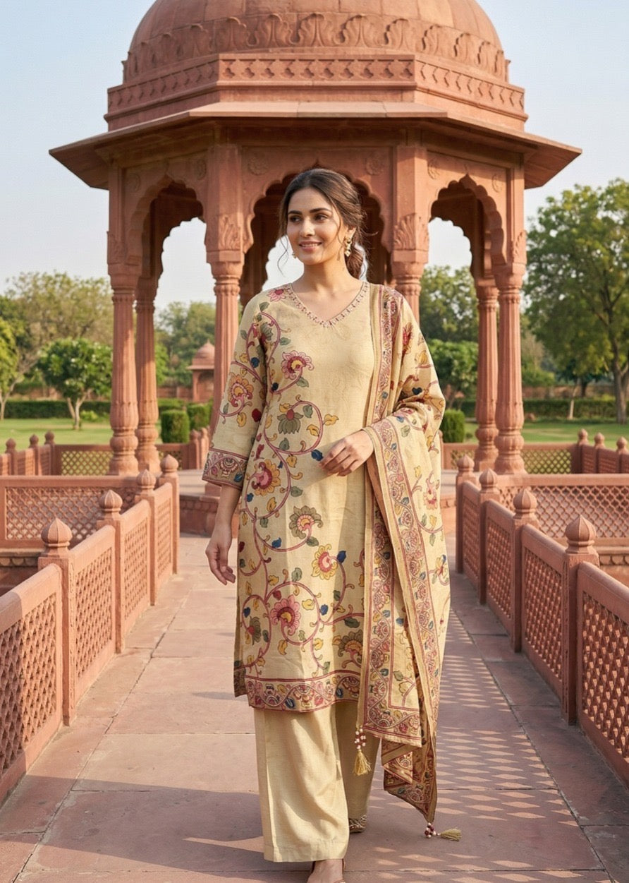 Kalamkaari Crepe Suit