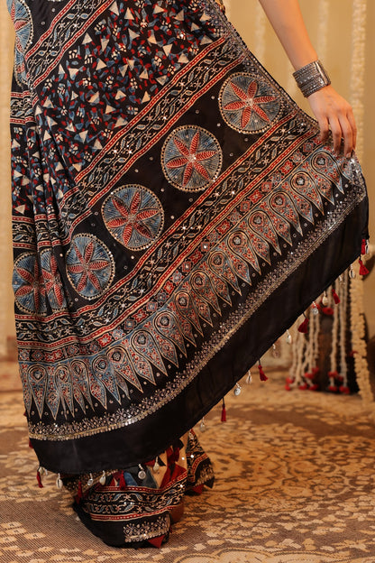Ajarakh Heavy Blouse Saree