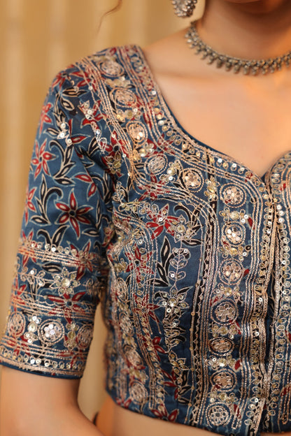 Ajarakh Heavy Blouse Saree