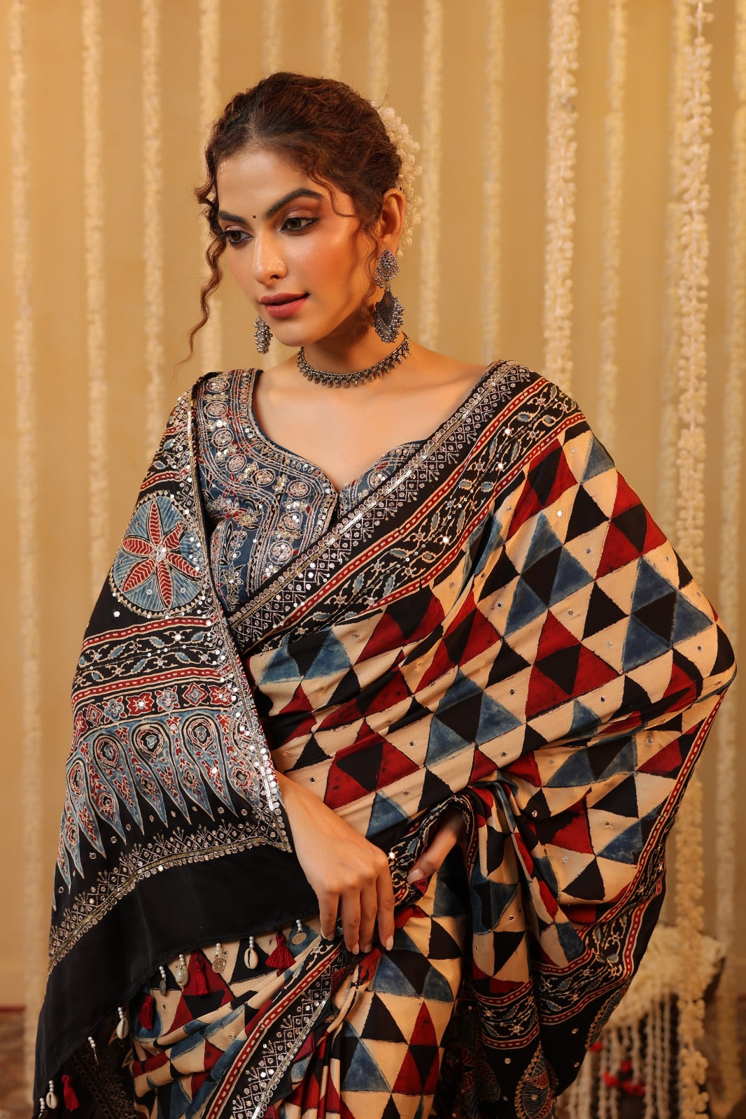 Ajarakh Heavy Blouse Saree