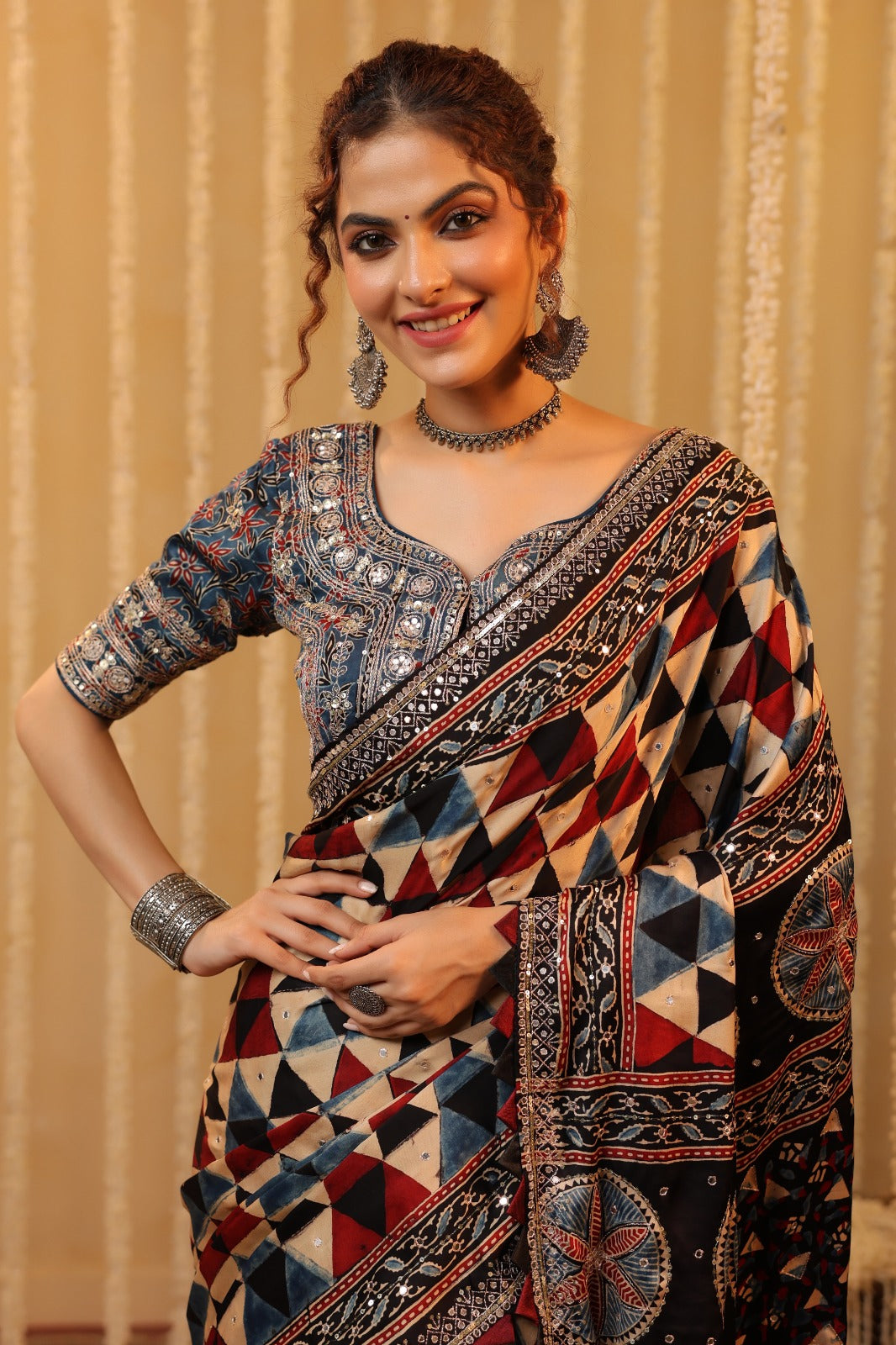 Ajarakh Heavy Blouse Saree