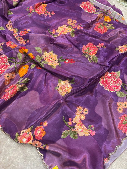Pure Crepe Lavender Saree