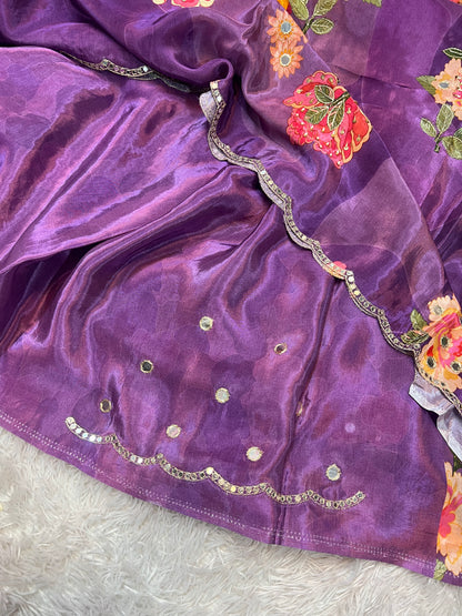 Pure Crepe Lavender Saree