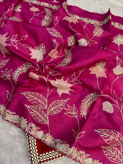 Rani Pink Kachi Gota Saree