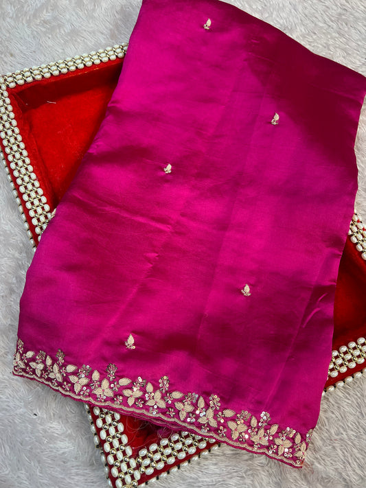 Rani Pink Zardosi Saree