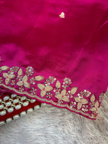 Rani Pink Zardosi Saree