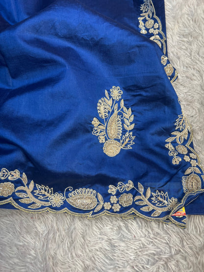 Bright Blue Heritage Saree