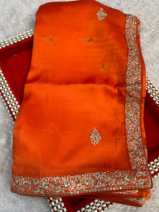 Rust Orange Vintage Saree