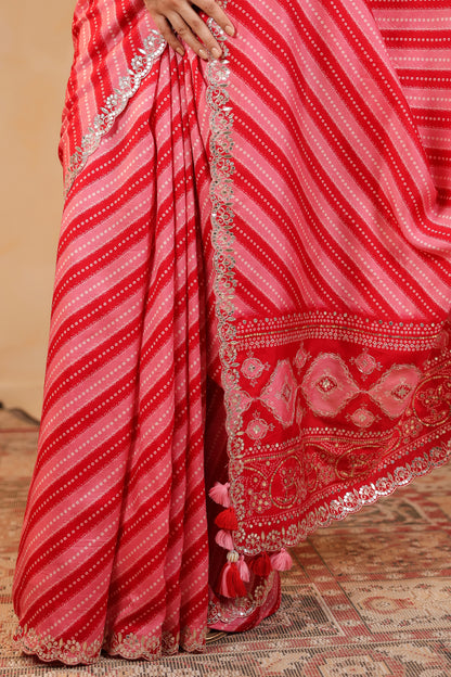 Bandhani Lehriya Saree