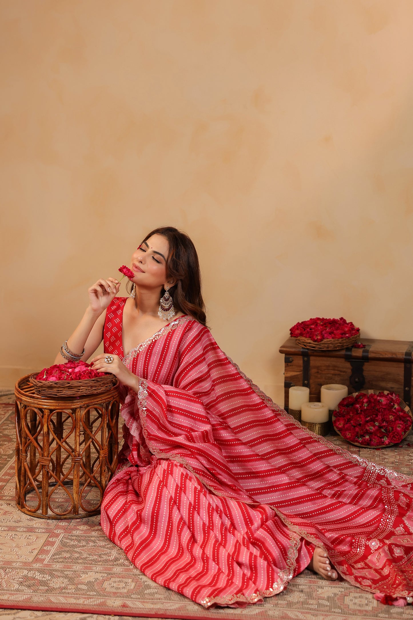 Bandhani Lehriya Saree