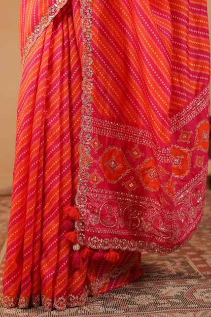 Bandhani Lehriya Saree