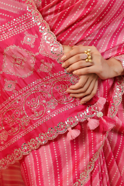 Bandhani Lehriya Saree