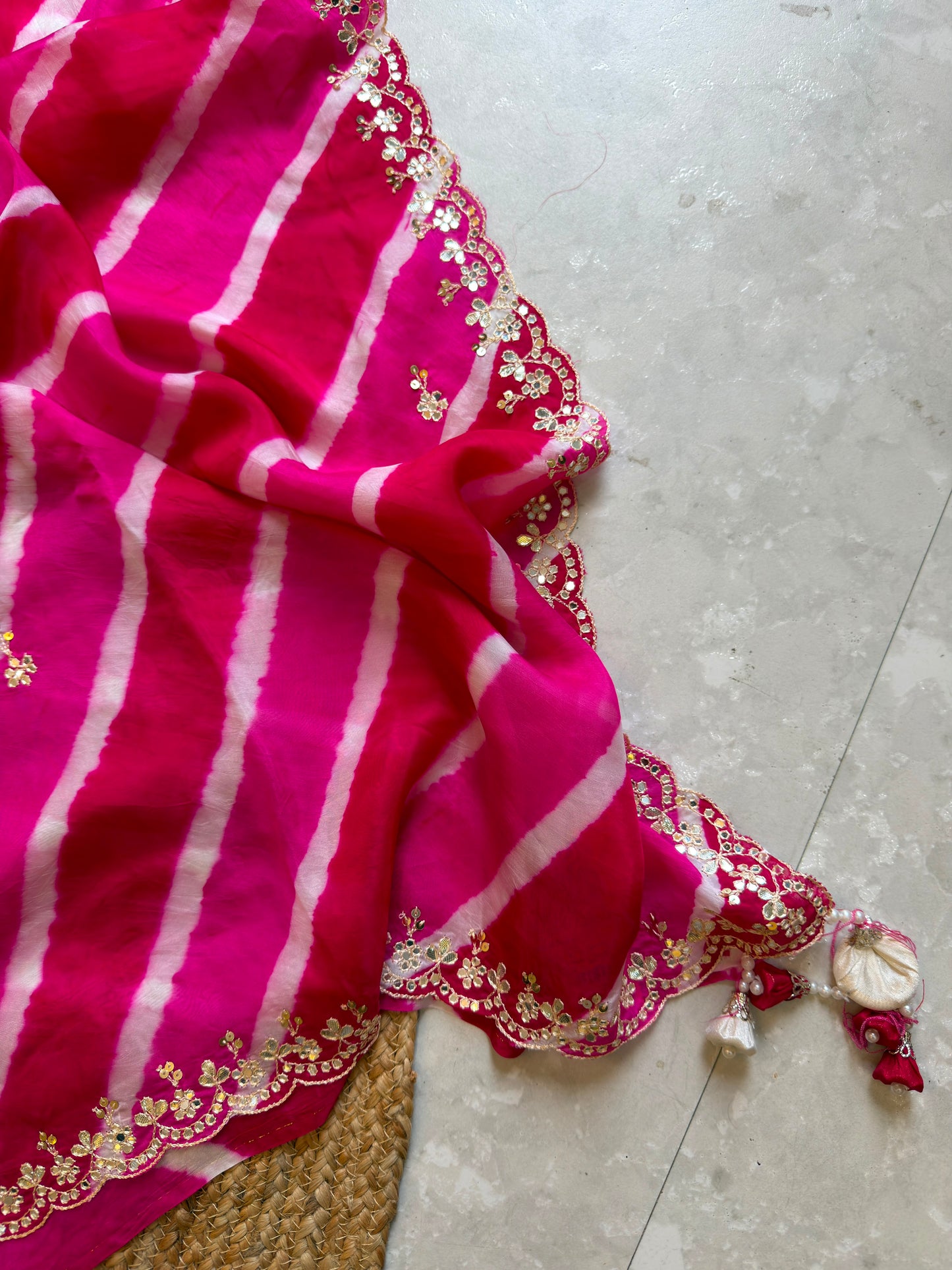Lehriya Saree With Heavy Blouse
