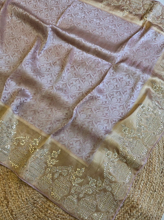 Tissue Handwork Saree For Reception