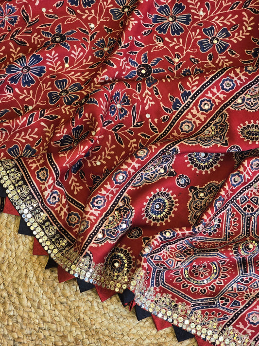 Pure Ajarakh Saree