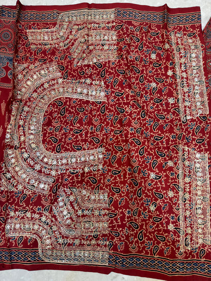 Pure Ajarakh With Heavy Blouse