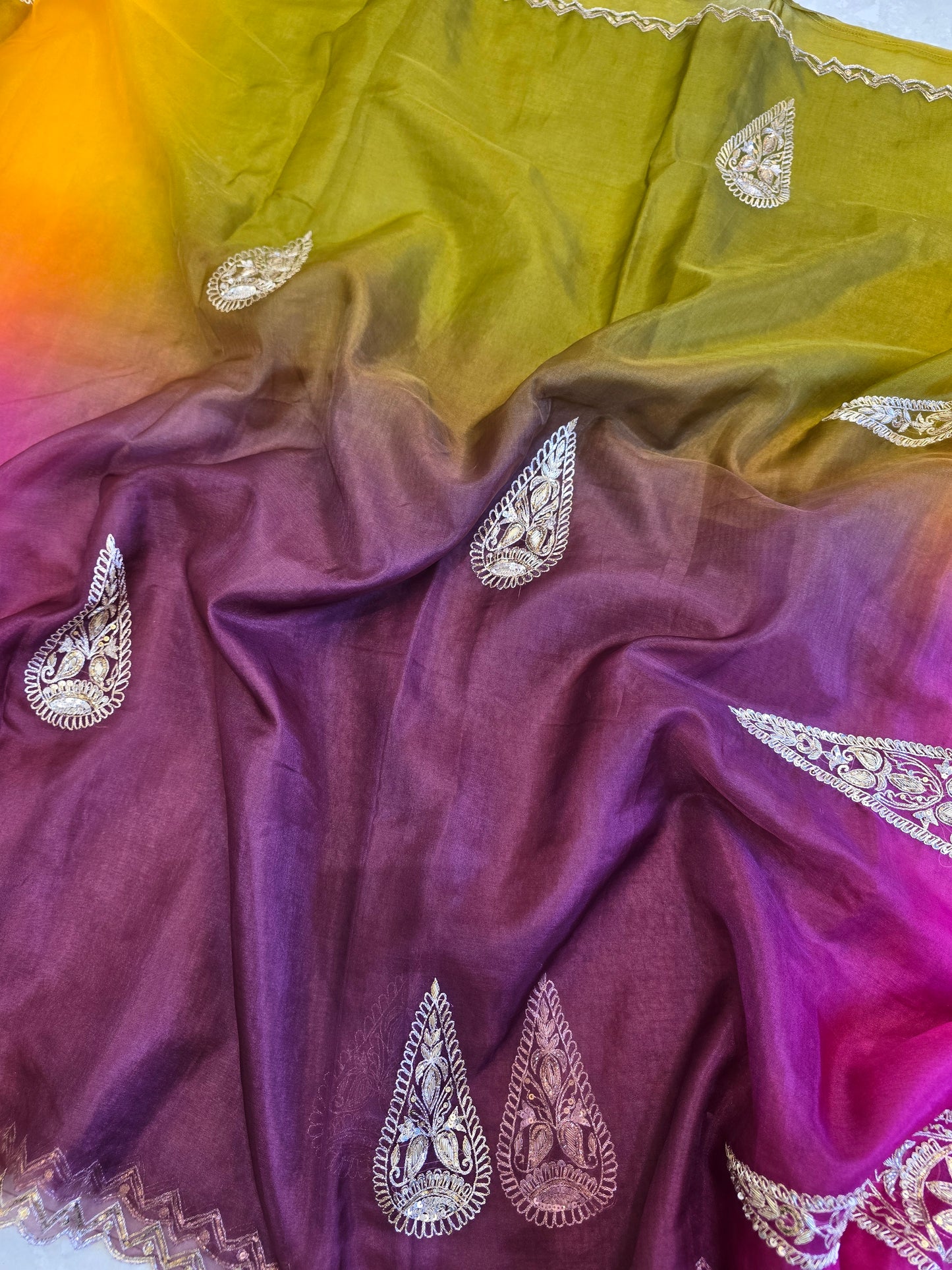Organza Vintage Hand Work Saree