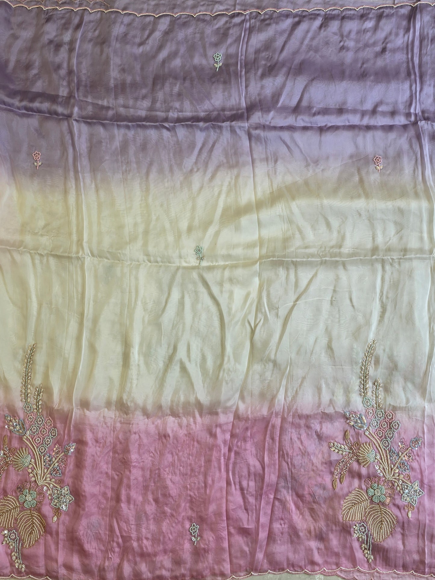 Multicolor Pearl Work Saree