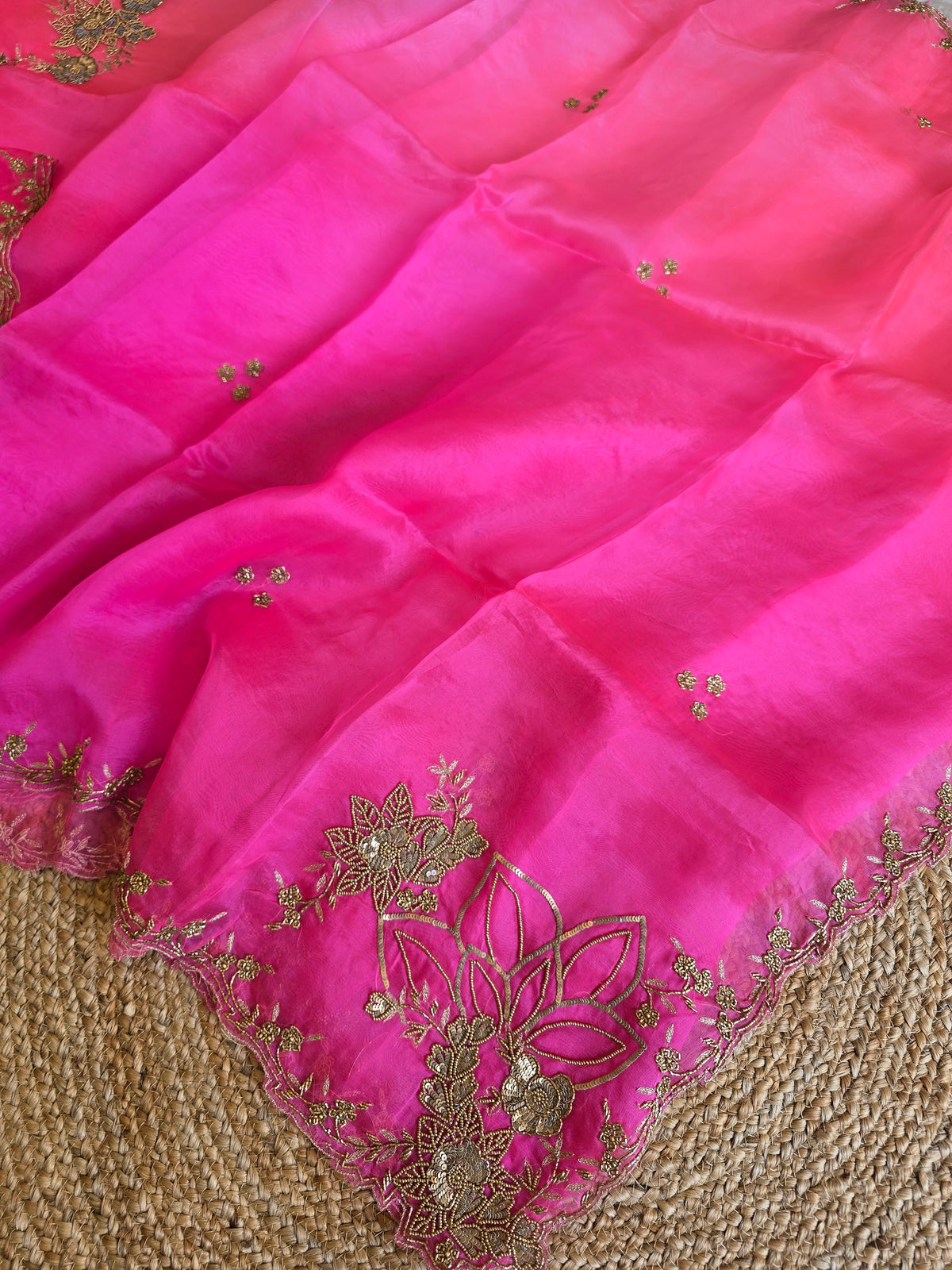 Pure Kora Entique Work Saree