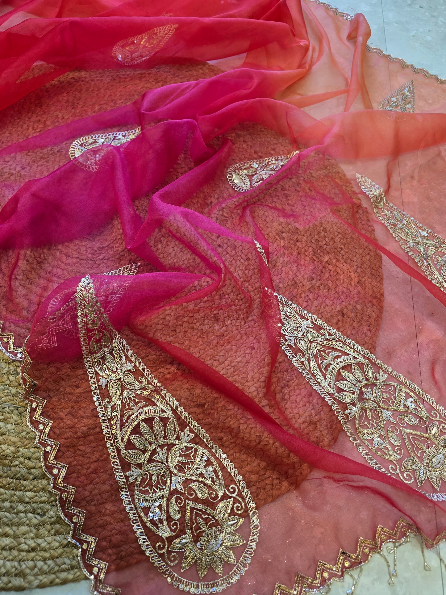 Organza Vintage Hand Work Saree