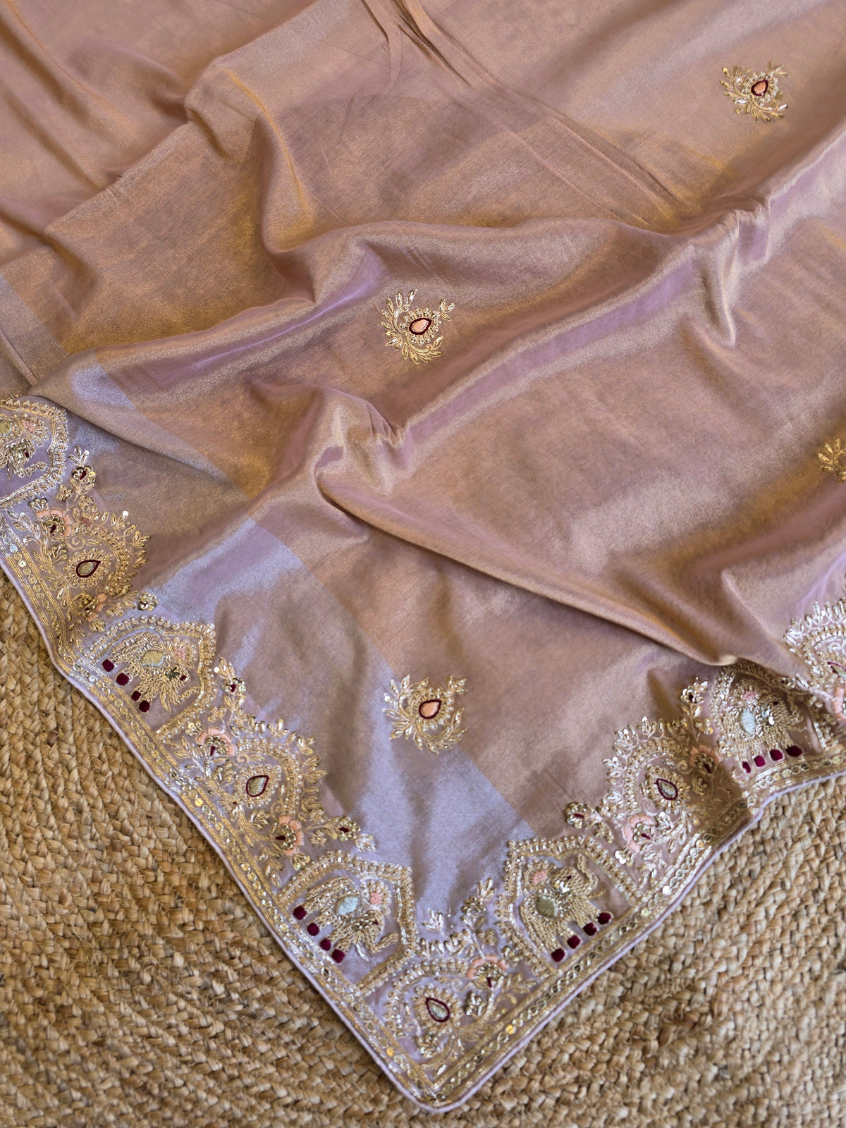 Tissue Handwork Saree For Reception