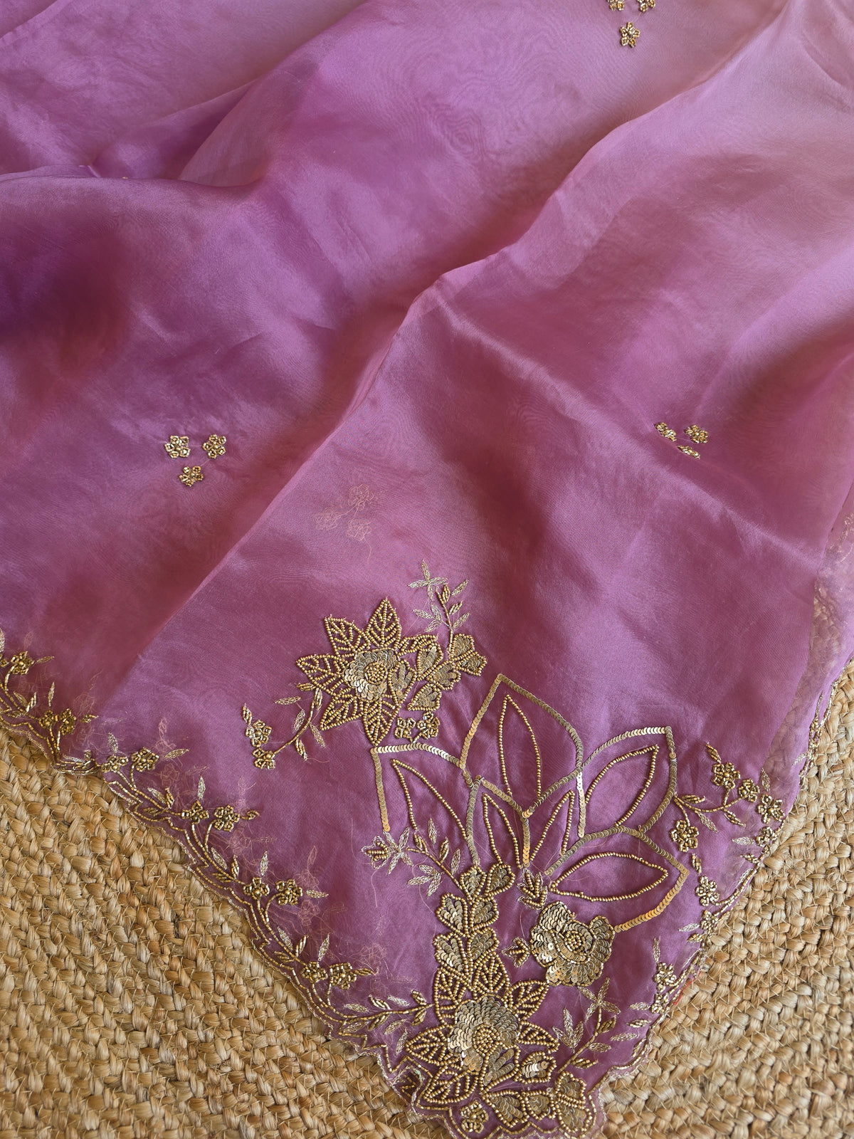 Pure Kora Entique Work Saree