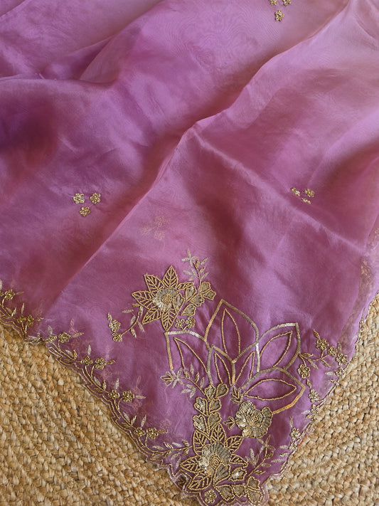 Pure Kora Entique Work Saree